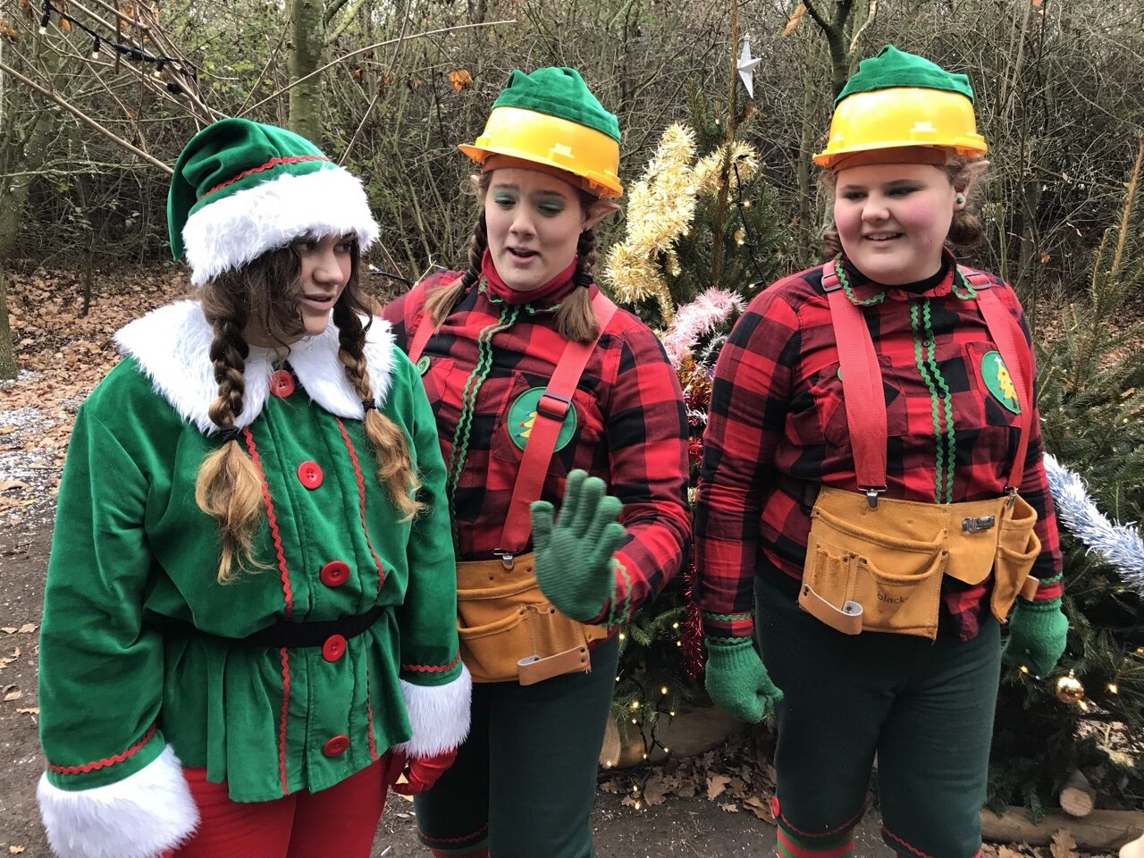 The lumberjack elves and Brumble elf An Elf's Wish at Nevendon Manor