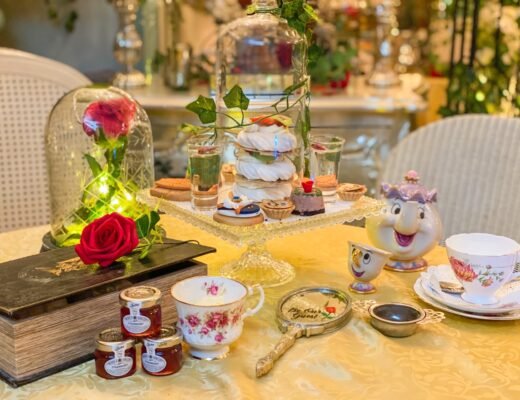 The sweet treats at the beauty and the beast inspired afternoon tea at Mad Dogs and Englishmen in essex